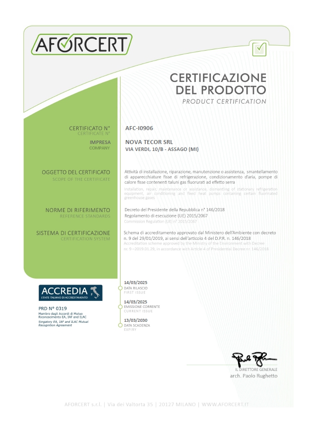 Certificato AFC-I0906